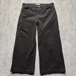 Everlane Corduroy Pants Womens 33R Black Wide Leg Baggy Pinwale Organic Cotton